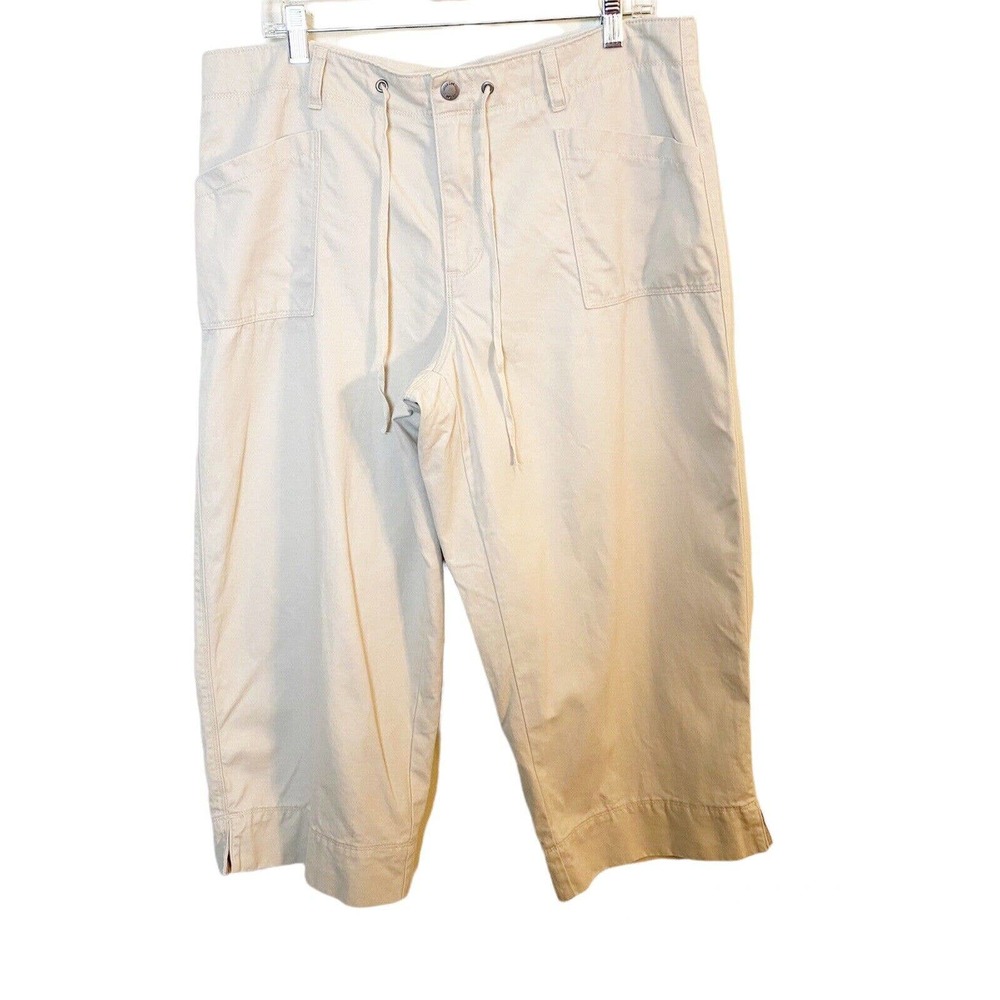 Lee Riveted Wide-Leg Capri Pants 4-Pockets Beige Womens 16M